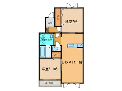 カーサ・レジーナ(2LDK/1階)の間取り写真