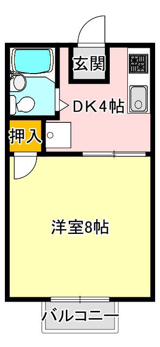 シティ西新B(1K/1階)の間取り写真