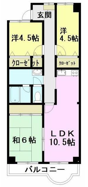 高崎セントラルハイツ(3LDK/9階)の間取り写真
