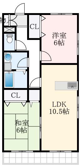 メゾンディジェーム(2LDK/1階)の間取り写真