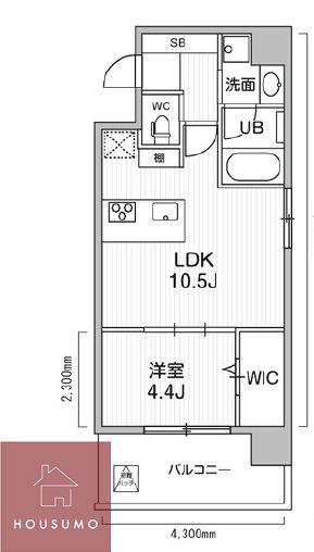 アプリーレ大阪城北(1LDK/7階)の間取り写真