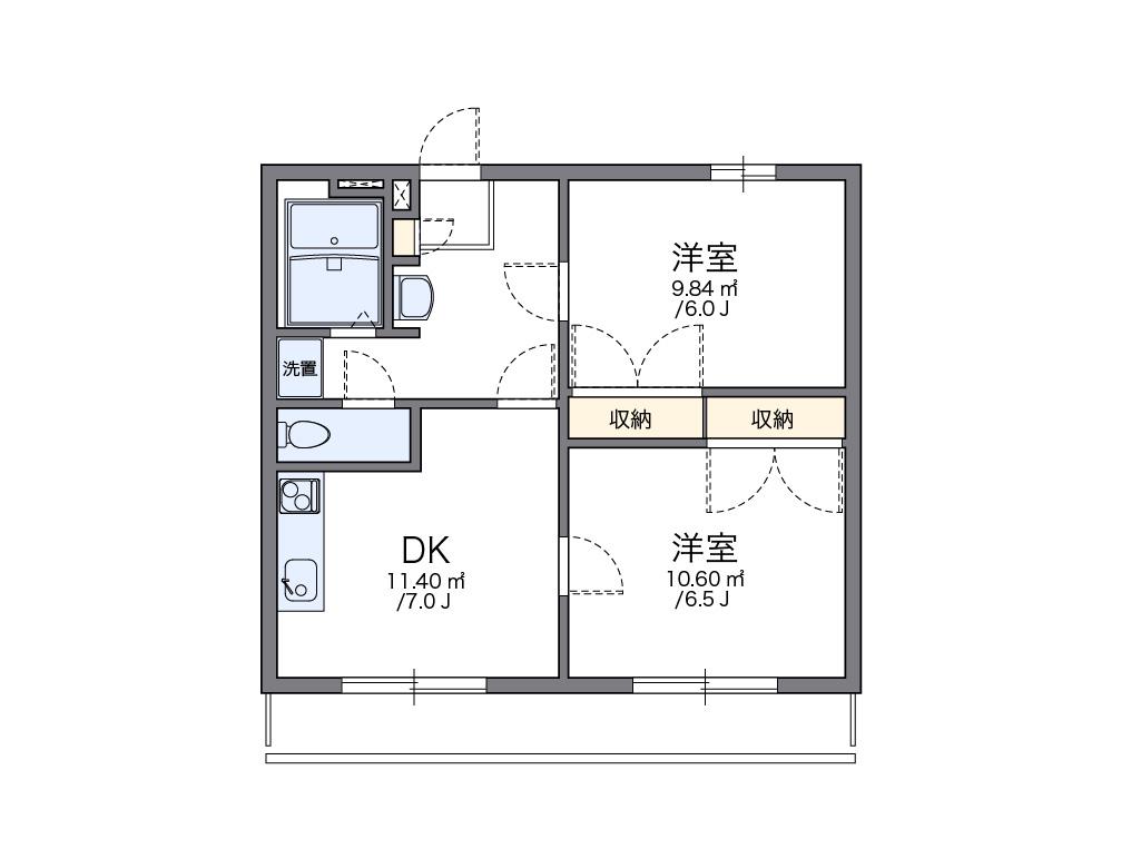 レオパレス翼III(2DK/2階)の間取り写真