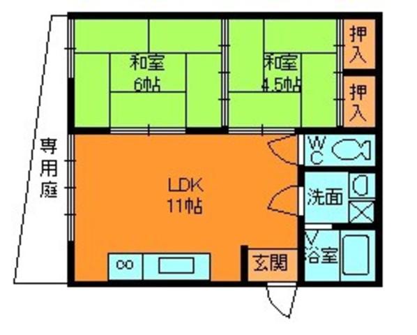 石田マンション(2DK/1階)の間取り写真
