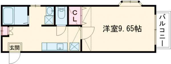EXSTAGED棟(1K/2階)の間取り写真