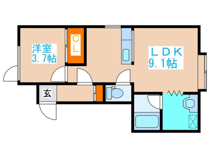 コア宮の森(1LDK/1階)の間取り写真