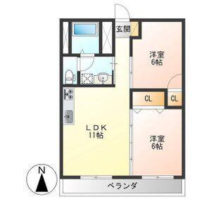 レジデンス東宝木(2LDK/2階)の間取り写真