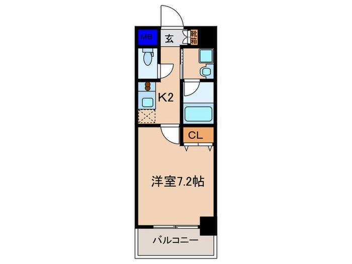 レジデンス京都ミッドシティ(1K/2階)の間取り写真