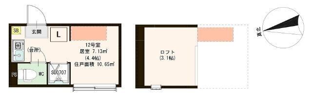 ハーモニーテラス新小岩III(ワンルーム/1階)の間取り写真