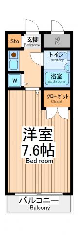 ジョイフル玉川学園(1K/4階)の間取り写真