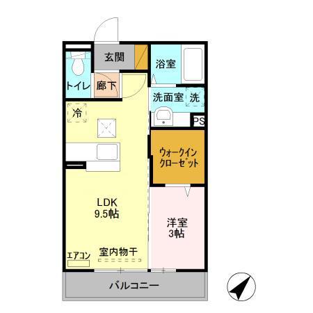セレーナ並木(1LDK/1階)の間取り写真