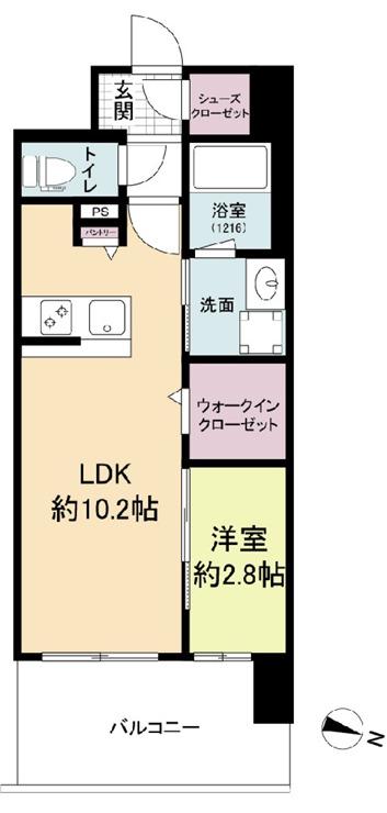 リヴェント難波サウス(1LDK/9階)の間取り写真