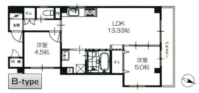 GLICINA神戸三宮(2LDK/4階)の間取り写真