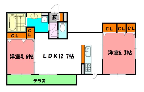 セジュール・ラ・フレーズ(2LDK/2階)の間取り写真