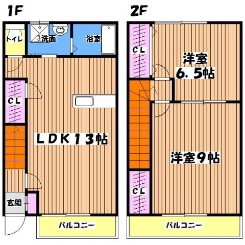 アムール川口08(2LDK/1階)の間取り写真
