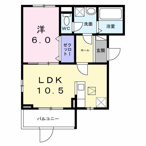 ロイヤルメゾン北巽II(1LDK/1階)の間取り写真
