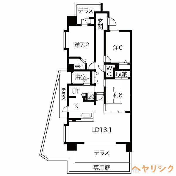 ライオンズマンション矢田川緑地ウエスト(3LDK/1階)の間取り写真