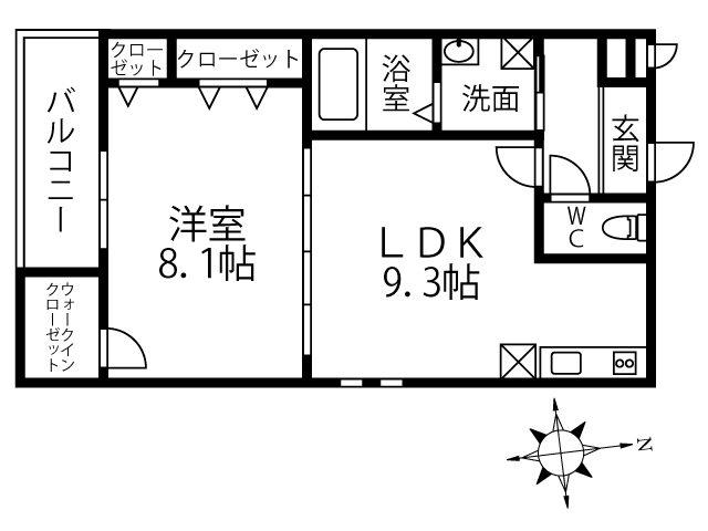 プロスペリティーK-II(1LDK/2階)の間取り写真