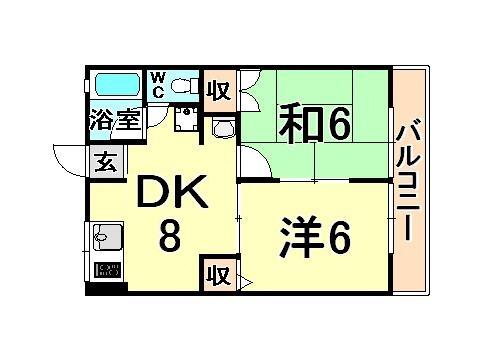 シティハイムボナンザ(2DK/1階)の間取り写真