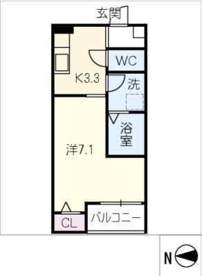 LE COCON 北名古屋II(1K/2階)の間取り写真