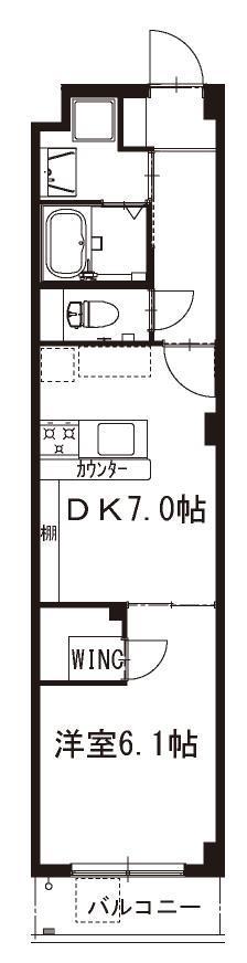 志幸70RUFURAN(1DK/2階)の間取り写真