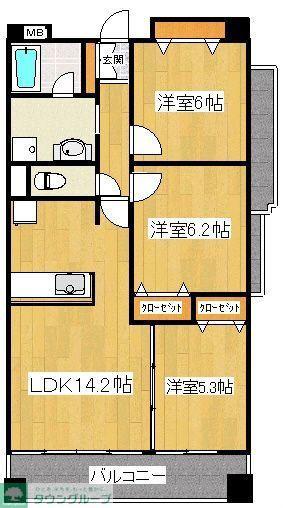 グランリーブル(3LDK/3階)の間取り写真