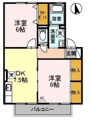 リヴェールA(2DK/2階)の間取り写真