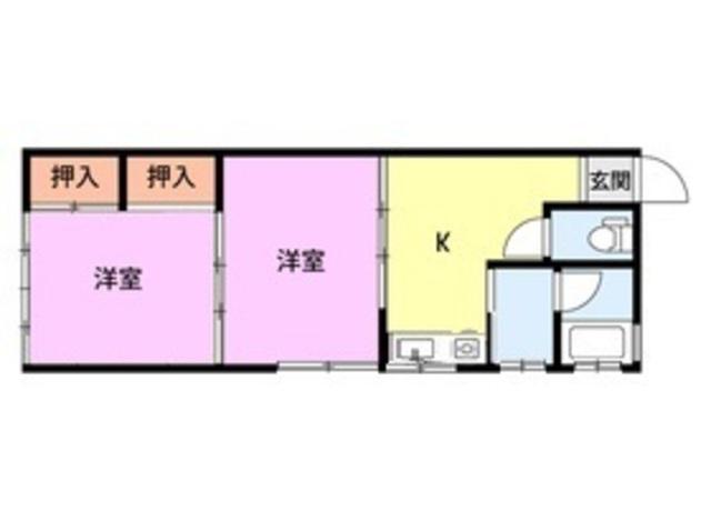 タウンハイツKASUGANO(2DK/2階)の間取り写真