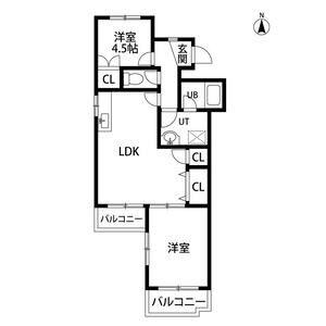 スカイベル(2LDK/3階)の間取り写真
