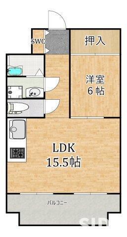 メゾン東野田(1LDK/2階)の間取り写真