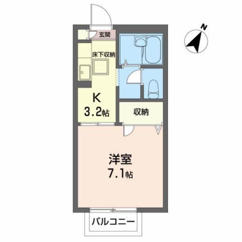 ジュネス山の寺I(1K/1階)の間取り写真