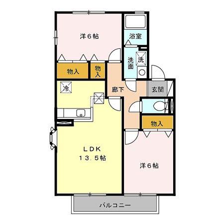 エスポワールイノウエⅡ(2LDK/1階)の間取り写真