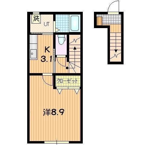 PRUNE(1K/2階)の間取り写真