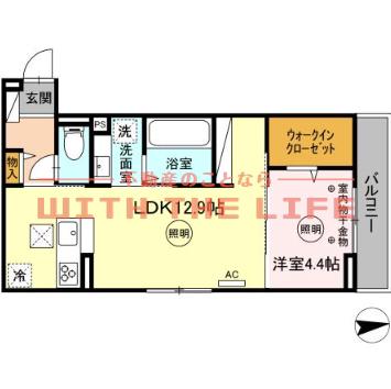 QUATTROSOLDI花畑(1LDK/1階)の間取り写真