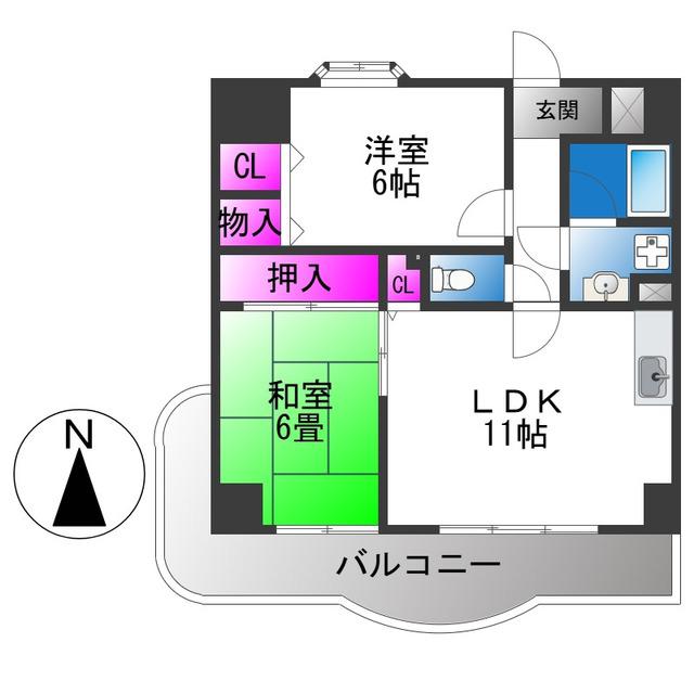 フローリッシュ北田(2LDK/8階)の間取り写真
