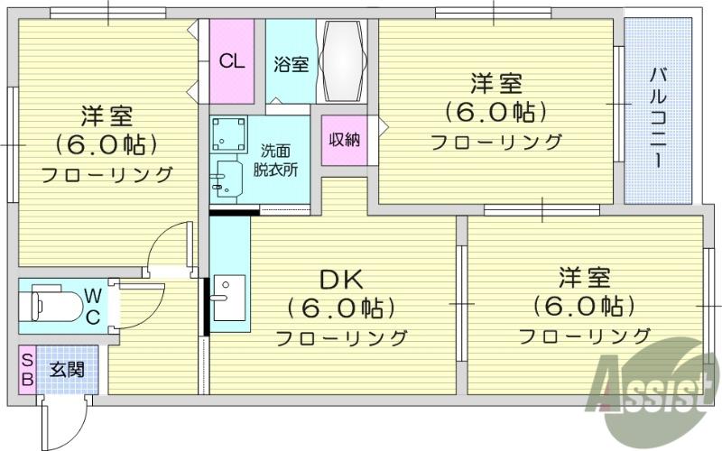 第5メゾンアカマ(3DK/1階)の間取り写真