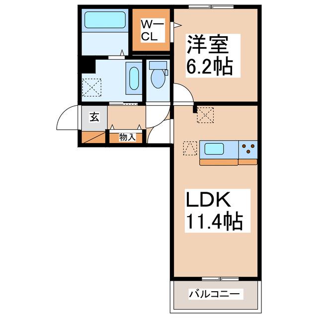 ラ・ルーチェ (1LDK/1階)の間取り写真
