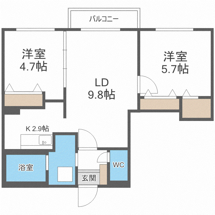 コローレ桑園(2LDK/3階)の間取り写真