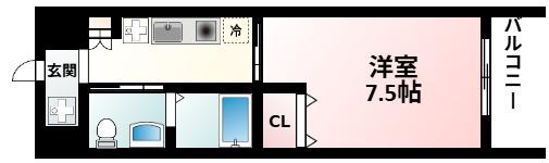 地下鉄御堂筋線 西中島南方駅 徒歩5分 9階建 築25年(1K/4階)の間取り写真