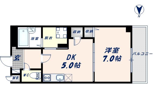 メルシー2000(1DK/7階)の間取り写真