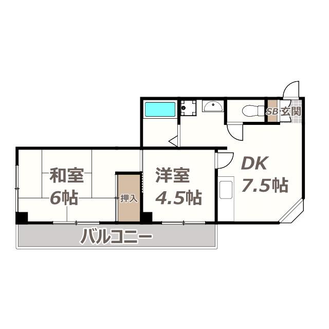 サンライズハイツ(2DK/3階)の間取り写真