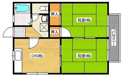 ファミール大通(2DK/2階)の間取り写真