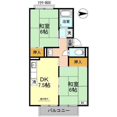 パルコート林I(2DK/2階)の間取り写真