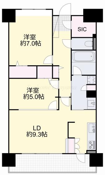 アルファステイツ岡山駅前(2LDK/14階)の間取り写真