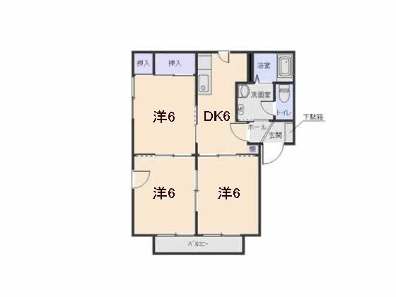 エスメラードA(3DK/1階)の間取り写真