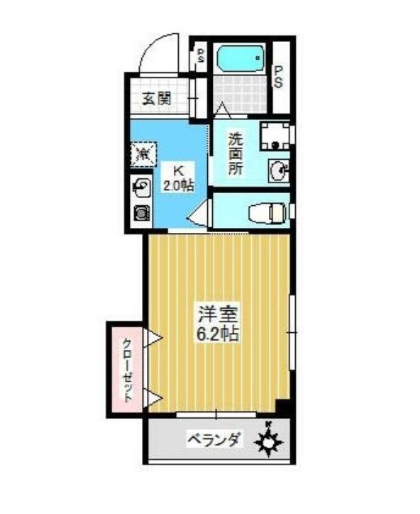キャッスルヴィラセレスト(1K/2階)の間取り写真