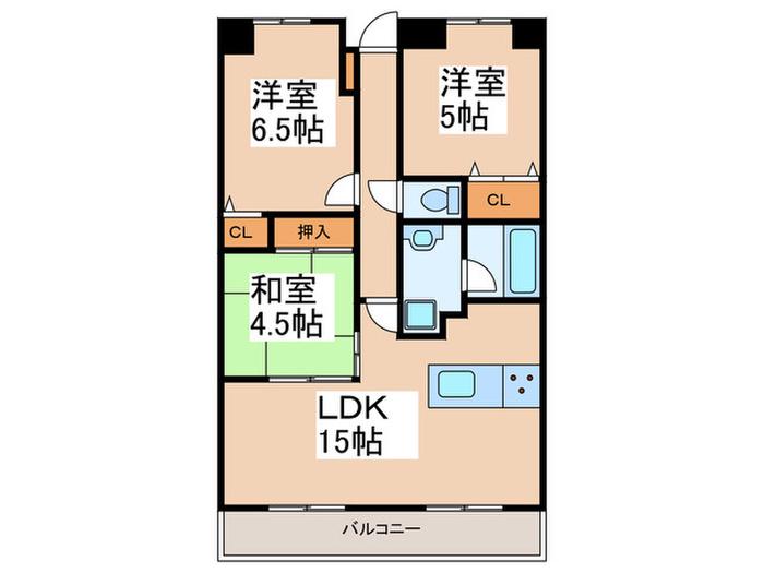 セザール平野(3LDK/3階)の間取り写真