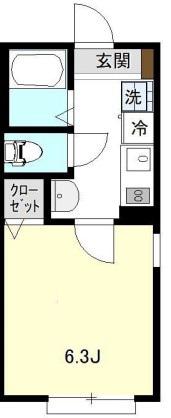 ルミエール六実(1K/1階)の間取り写真