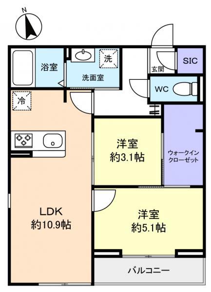 D-SOLACE津田沼II(2LDK/2階)の間取り写真