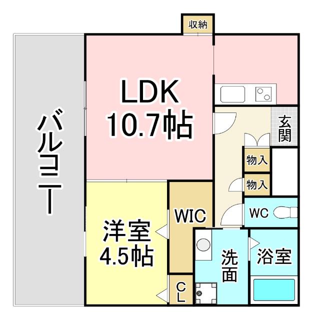 フェリシエ三萩野(1LDK/11階)の間取り写真