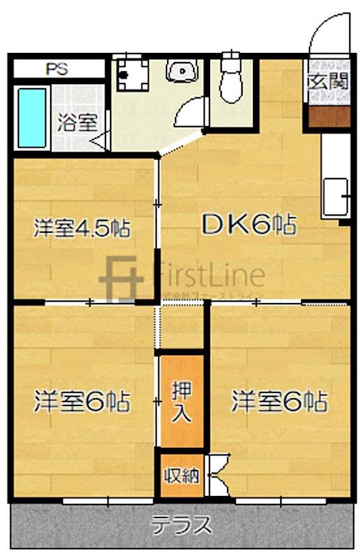 ハイム松島(3DK/1階)の間取り写真